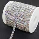 Jerler 10 Yards Crystal Rhinestone Trim SS24/5.0mm, Close Chain for Sewing Crafts Ideal Wedding Party Christmas DIY Decoration (AB-Silverd)