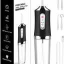 Water-Flosser-Cordless-Teeth-Cleaner Water Dental Flosser with 3 Modes 4 Jets Rechargeable IPX7 Waterproof for Travel Home Braces(Black)