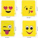 Konsait Emoticon Bags for Emoticon Party Supplies(12 Pack), Emoticon Drawstring Backpack Shoulder Bag Bulk for Kids Birthday Emoticon Party Gift