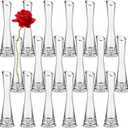 Lallisa Set of 18 Tall Glass Bud Vase for Centerpieces Single Skinny Rose Vase Bulk for Flower, Wedding Party Event Home Office Table Decor(7.87" H x 1.97" W)