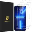 UNBREAKcable 2-Pack Screen Protector for iPhone 14/13/13 Pro Military-Grade Shatterproof Tempered Glass [9H+ Hardness] [Easy Installation Frame] [99.99% HD Clear] for Apple iPhone 13 Pro/13/14