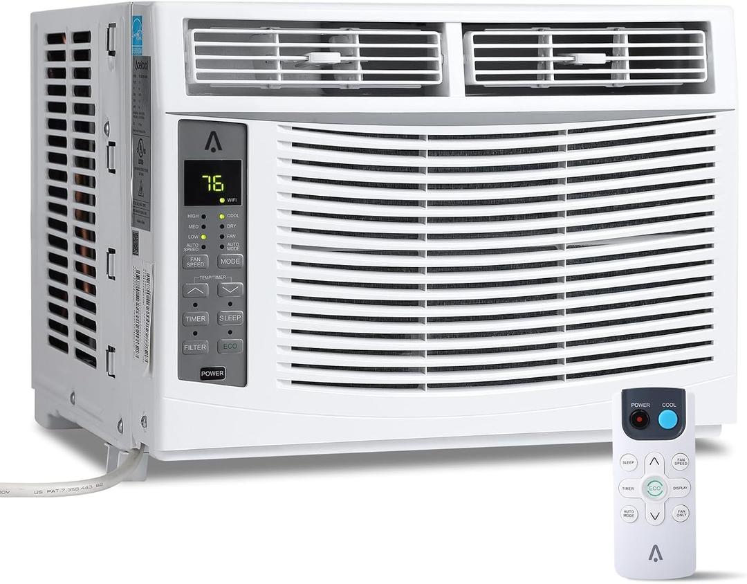 6000 BTU Window Air Conditioner with WiFi, Cools up to 250 Sq. Ft., Energy Saving Window AC Unit with Remote & App Control & Timer Function & Easy Install Kit, Perfect for Small Bedroom, Living Room