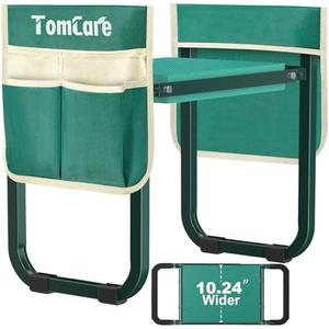 TomCare Garden Kneeler and Seat Upgraded 10.24" Wide Kneeling Pad Garden Bench with 2 Large Tool Bags Heavy Duty Foldable Garden Stool Tools Gardening Gifts for Women Men Seniors Gardeners