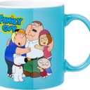 Silver Buffalo Family Guy Ceramic Mug Featuring Peter Griffin, Stewie Griffin, Meg Griffin, Brian Griffin, and Chris Griffin, 20 Ounces (Blue/Multi)