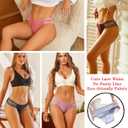 FINETOO Seamless Underwear for Women Cheeky Bikini Panties High Cut V-waist Lace Underwear Women Cute Bikinis 6 Pack (Medium)