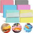 Ninsula Deli Paper Sheets 126P, 11.5x11.5 In Checkered Sandwich Paper Wraps, 6 Colors Basket Liners For Food Serving, Grease Resistant Burger Wrappers for BBQ, Picnic, Party