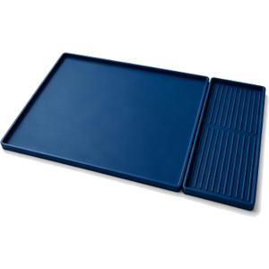 Silicone Coffee Bar Mat 24 x 16 in with Drying Tray, Ocean blue | 24 x 16 in food-grade silicone mat for home/coffee bar; removable tray, raised rim, smooth base adds grip, heat insulation