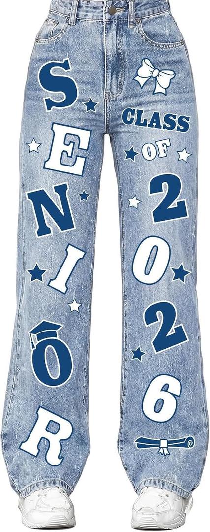 2 x Gersoniel Class of 2026 Senior Iron on Transfers for Jeans Graduation Heat Transfer Stickers 2026 Senior Gift Decorations Iron on Patches for Backpack Jacket T-Shirt DIY Crafts(Blue)
