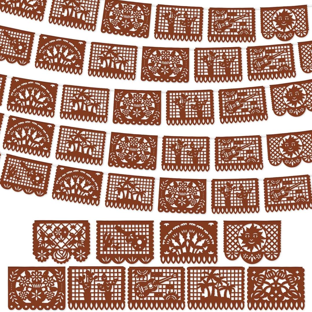 4 Pack Mexican Party Banner Fiesta Party Decorations 14.7 ft Fiesta Banner Cinco De Mayo Decorations for Day of the Dead Cinco De Mayo Home Supplies (Brown)
