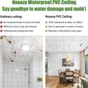 Noooza 2ft x 2ft Drop Ceiling TilesSmooth White PVC Ceiling Panel 24 x 24in. Waterproof, Washable and Fire-Rated - Reusable - High-Grade PVC to Prevent Breakage-Package of 12 Tiles