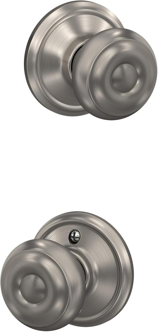 Schlage F10 GEO 619 Georgian Door Knob, Hall & Closet Passage Lock, Satin Nickel