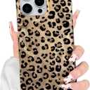Lovmooful Compatible for iPhone 16 Pro Max Case Cute Cheetah Leopard Print with Glitter Shiny Design with Bumper Protector for Girls Women Soft PC+TPU Shockproof Protective Girly for iPhone-Brown