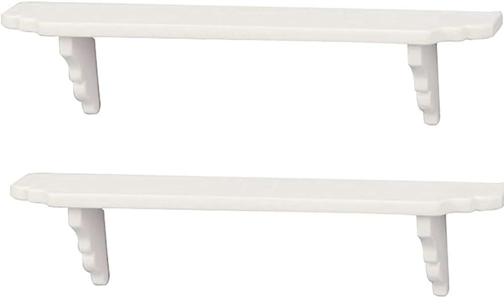 2 Pcs White Dollhouse Wall Shelf,1:12 Scale Miniature Dollhouse Accessories,Doll House Storage Wall Shelf for Kitchen Scene Dcor Accessories,DIY Wooden Dollhouse Furniture Set