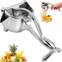 Manual Juicer, Hand Press Lemon Squeezer & Citrus Press - Upgrade Aluminum Alloy Fresh Fruit Juice Extractor, Ergonomic Grip Heavy Duty Manual Juicer, Effortless & Easy to Clean Kitchen Tool (Silver)