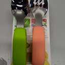 Toddler Utensils - Baby Forks and Spoons Set - Kids Stainless Steel Silverware - Children Safe - Self Feeding - Dishwasher Safe (Orange + Green)