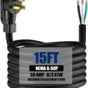 Kanayu 10 ft 8 Awg 3 Prong Replacement Power Cord Compatible with Nema 6-50p 40 Amp 250v Welder Extension Cable with Open End for Welder Dryer Garage Heater Generator, Etl Listed