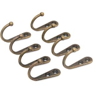 8 PCs Antique Brass Wall Mounted Single Prong Hooks - Wall Hook - Hat Hangers Robe Hooks for Scarf, Bag, Towel, etc.