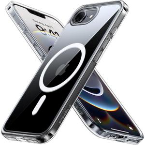 TORRAS Magnetic Shockproof for iPhone 16e Case 2025, [Never Yellow] [4X Military Grade Durable Protection] [Fit for MagSafe] Slim Translucent Anti-Scratch Case for iPhone16e, 6.1", Clear (iPhone 16e Case 2025, Only 1 Camera, Diamond Clear)