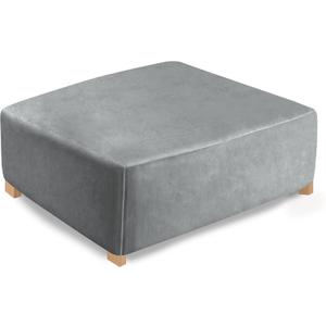 DUJUIKE Ottoman Covers Slipcover Square Ottoman Covers Protector for Footrest Foot Stool Furniture Stretch Comfortable Velvet with Elastic Bottom(Size L Length&Width:35-44"/Height:15-20",Light Grey)