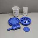 Top Filling Chick Feeder and Waterer Kit with Scoop, 3.3LBS Chick Feeder and 0.4Gal Chick Waterer with 3 Heights Adjustable Legs for Chicks (Blue)