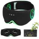 ZHENYEMEI Bamboo Cotton Sleep Mask with Bluetooth Wireless Headphones - Blackout Eye Mask for Sleeping 3D Contoured Sleep Headband Ear Muffs Lengthen & Low Noise Hook for Better Experience (Black)