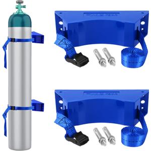 2PCS Propane Tank Holder, Propane Tank Mount, Quality ABS Gas Cylinder Holder with Screws and Safety Chain Supported 4"-12", Suitable for All Kinds of Gas cylinders (Blue)