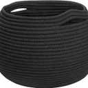 Goodpick Small Rope Storage Basket, Black Round Baskets for Socks, Dog Toys, Towels, Cute Baby Basket for Living Room, Bedroom, Nursery, Towel Baskets for Bathroom, 10 x 8.3 inches