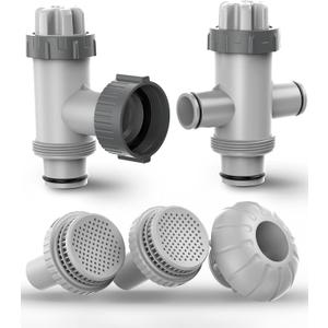 SUMMERBUDDY Above Ground Pool Parts Kit, Replacement Pool Pump Part with Split Plunger Valve, Plunger Valve, 1.5" Inlet Water Nozzle, 1.25" Outlet Strainer, Pool Hose Adapter