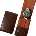 Leather Watch Case, Watch Travel Pouch, Single Watch Box for men and women, Luxury Watch Organizer, Watch Storage (Brown)