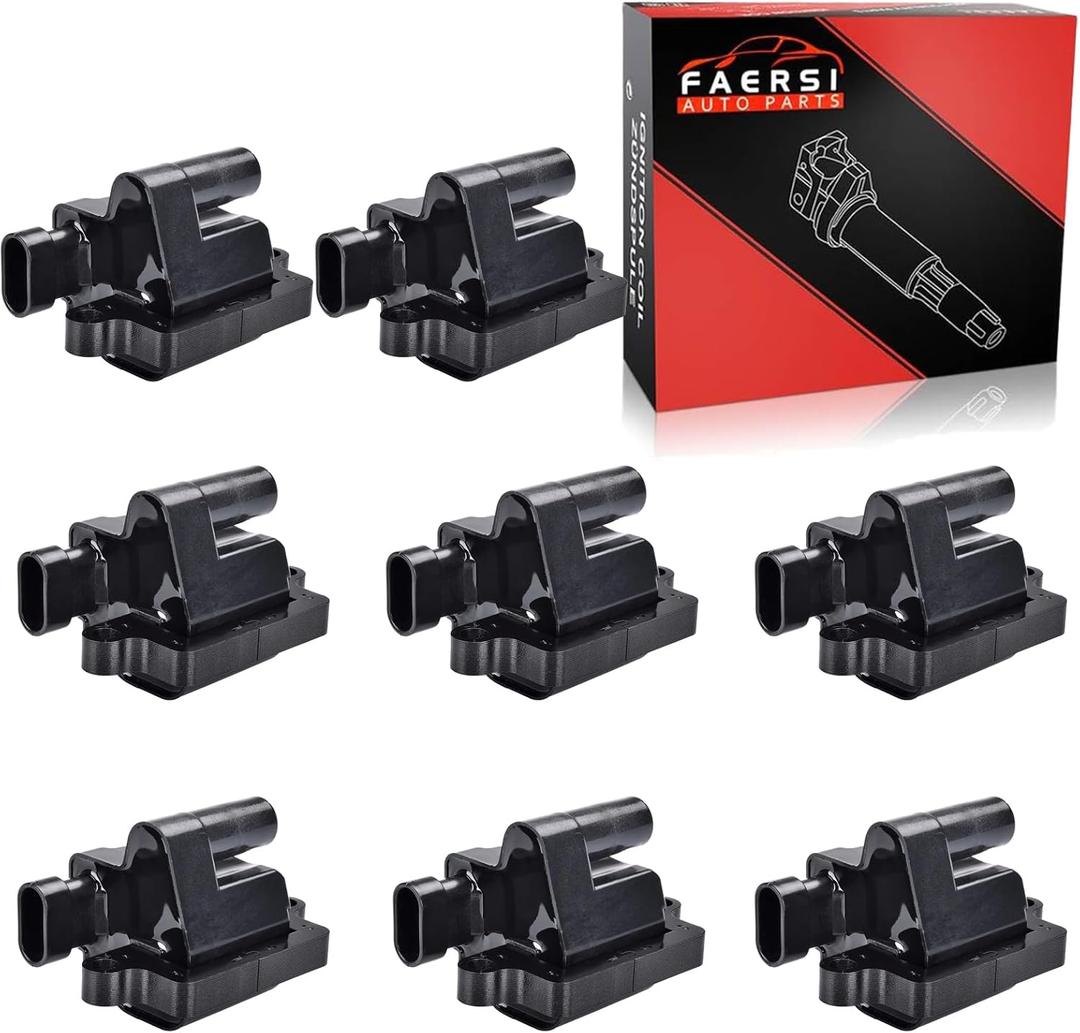 Set of 8 Ignition Coil Pack Compatible with Chevy Silverado, Avalanche, Suburban, GMC & Cadillac Vehicles, Scalade, Avalanche, Silverado, Express 3500, Tahoe, Sierra, Replace for UF271, 5C1083, D581