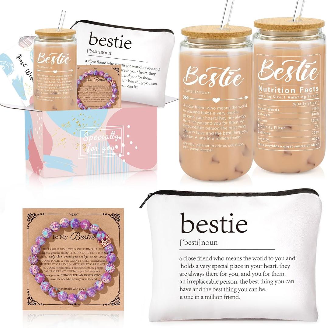 Birthday Gifts for Women, Bestie Gifts for Women Friendship, Unique Friendship Gift for Friend, Bestie, BFF, Soul Sister, 16 Oz Coffee Jar Braclete