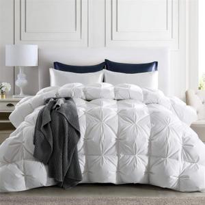 PureDown Goose Down Comforter Twin Size 800 Fill Power, 100% Cotton All Season Duvet Insert 700 Thread Count, Cloud Fluffy Pinch Pleat Extra Warmth