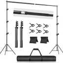 EMART 10x10FT Backdrop Stand, Photo Video Studio Adjustable&Lockable Heavy Duty Background Support System Kit with 6 Backdrop Clamps, 2 Sandbag and Carry Bag for Photography, Parties, Wedding, Video