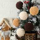 Soulchen 6 Pcs 3.15 Inch Crochet Christmas Balls Ornaments Christmas Knitted Ornaments Neutral Decoration Boho Handmade Crochet Decoration for Xmas Tree Rustic Farmhouse Decor(Brown,Beige,White)