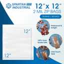 Spartan Industrial - 12 X 12 (100 Count) 2 Mil Clear Reclosable Zip Plastic Poly Bags with Resealable Lock Seal Zipper
