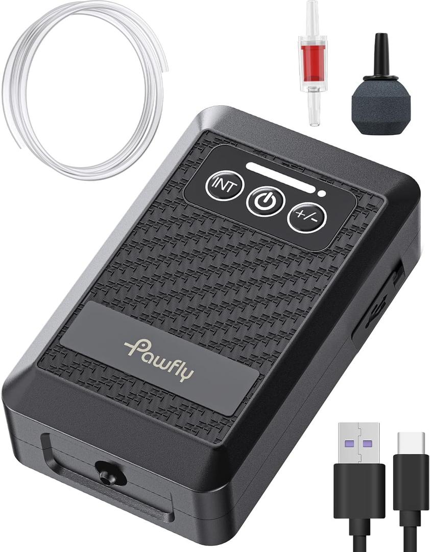 Pawfly Ultra Quiet Live Bait Aerator USB Rechargeable Battery Air Pump for 5-100 Gallon Bait Bucket Portable Battery Powered Oxygen Pump for Outdoor Fishing Power Outage and Fish Transportation