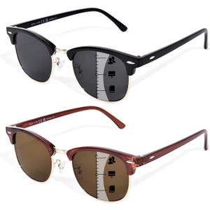 OPTOFENDY Progressive Reading Sunglasses for Women Men No Line Multifocus Sun Readers Outdoor Reading Sunglasses (Black+brown)
