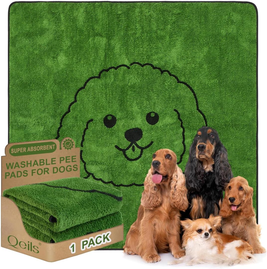 Qeils Reusable Puppy Pads, Extra Large Washable Pee Pads for Dogs Durable Absorbent Leakproof Dog Training Pads for Floor,Couch, Bed, Non-Slip Wee Wee Pads Potty Pads 72"x72"