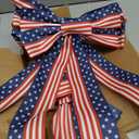 Patriotic Bow for 4th July Decorations, Patriotic Wreath Bow, Patriotic Party Supplies, Memorial Day Red White and Blue Star Bow, 2 Pcs (8x12.5 inches) (White)