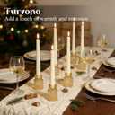 Amber Glass Taper Candle Holders Set of 12, Small Tapered Candlestick Holders in Bulk, Modern Short Candle Sticks for Dining Table Centerpiece Wedding Christmas Party & Holiday Decorations
