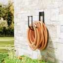 Garden Hose Holder Wall Mount - Metal Water Hose Hanger for Outside, Durable Hook for Garden, Garage, or Yard Storage (Black-Solid Frame)