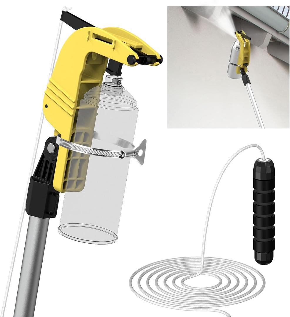 Spray Can Extension Pole Adaptor, Sprayer Adaptor for Aerosol Can and Powder Duster, Adjustable Angle, Ideal for Wasp Spray Long Range, Spray Paint, Window Cleaner, Tree Spray