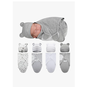 Buryeah 4 Pack Preemie Swaddle Blanket Wrap Set with Hat for Baby Boys Girls 3-7 Lbs Preemie Newborn Clothes Sleepers Cap