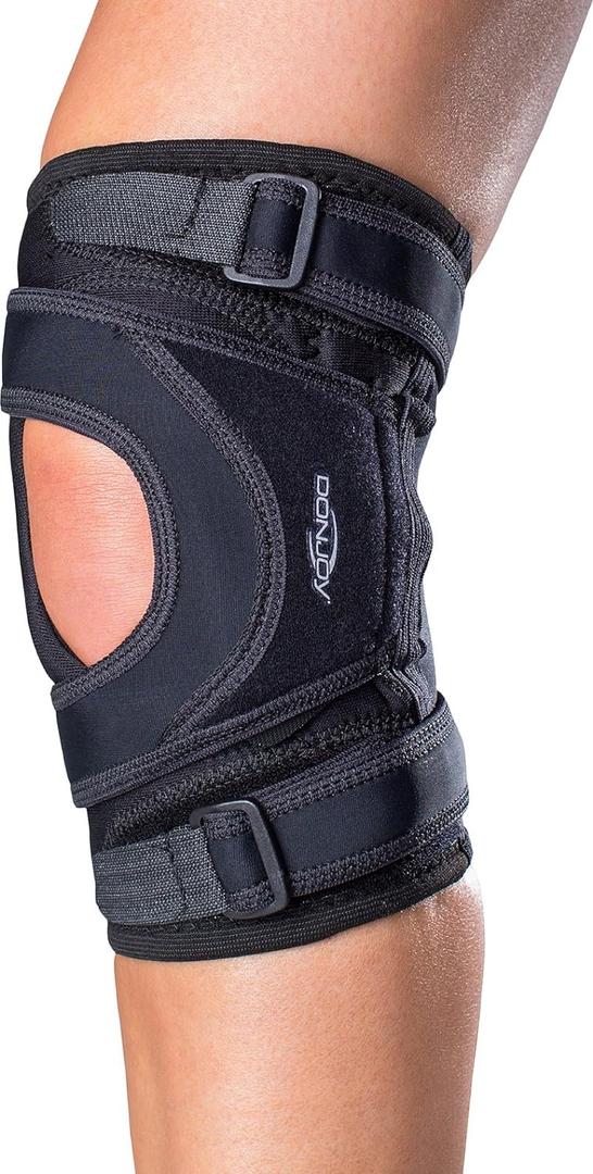 DonJoy Tru-Pull Lite Knee Support Brace for Women and Men | Adjustable Compression Knee Braces and Elastic Supports for Patellar Dislocations, Large, Left