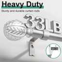QDWIS 2 Pack Silver Curtain Rods for Windows 28 to 48 inch,1" Adjustable Heavy Duty Window Curtain Rod with Leaf Finials,Rustic Decorative Drapery Rods Set,Size:18-60''
