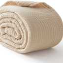 100% Cotton Muslin Blanket Twin 60" x 80", Breathable and Lightweight Cotton Twin Blankets for Couch, Soft Cooling Summer Gauze Blanket for Adults All Season, Beige