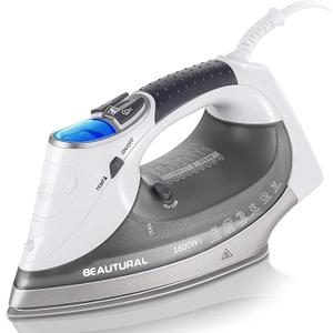 BEAUTURAL 1800Watt Steam Iron with Digital LCD Screen, DoubleLayer and Ceramic Coated Soleplate, 3Way AutoOff, 9 Preset Temperature and Steam Settings for Variable Fabric Gray
