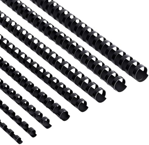 38pcs 4 Sizes Binding Combs, Plastic Comb Binding Rings Black Binding Spines Letter Size Spiral Binding for Notebook Calendar Picture Album, 5/8 7/8 13/16 1 inch