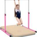 Gymnastics Bar for Kids Ages 3-15, 3' to 5' Adjustable Height, Gymnastic Kip Bar Horizontal Bar for Gymnast, Anti-Slip and Easy to Assemble, Home Gym Equipment Indoor for Girls, Boys