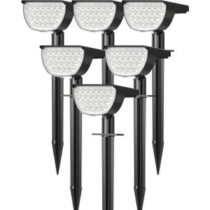 Solar Lights Outdoor Waterproof IP65, Solar Powered 76 LED 3 Lighting Modes Solar Spot Lights Outdoor for Yard Garden Landscape Pathway (Cool White, 6 Pack)